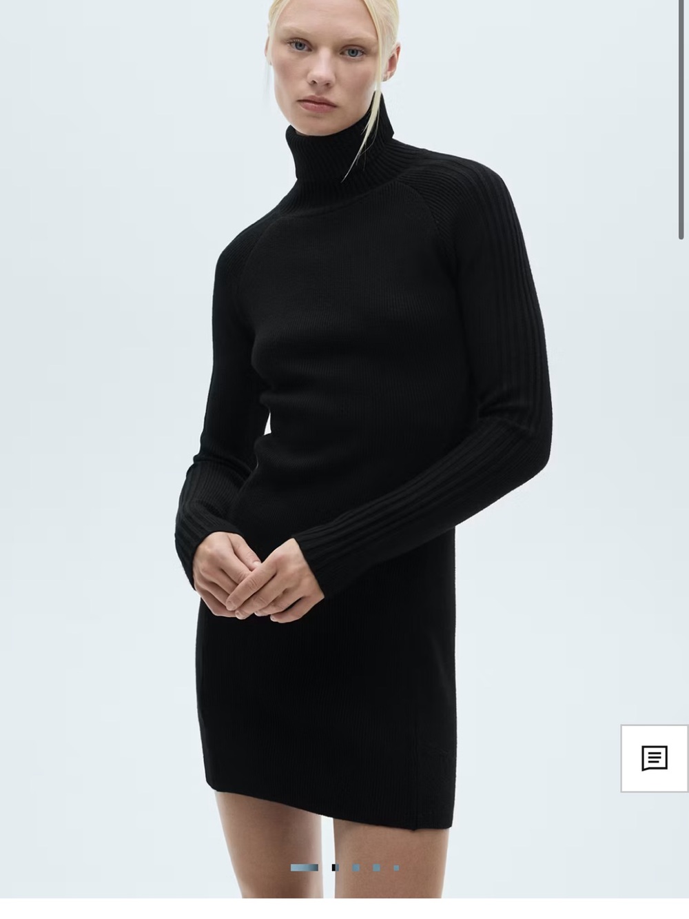 Mango MNG Black Knitted Long Sleeve Turtleneck Mini Dress Size M NWT
